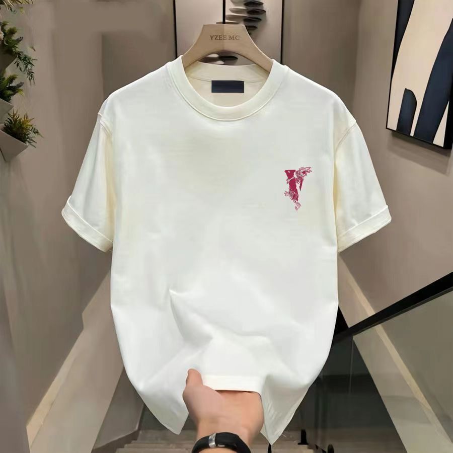 ปลาค็อด ปลาค็อด 20262024ฤดูร้อนสไตล์ใหม่เยาวชนผู้ชายครึ่งผ้าฝ้ายแท้ด้านบนสบายๆทุกการแข่งขันรอบคอพิมพ