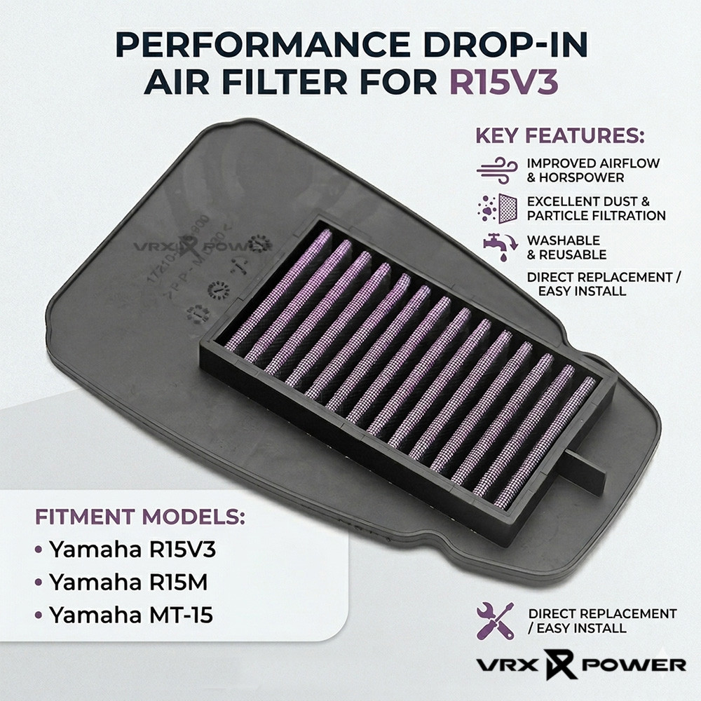 กรองอากาศสําหรับ YAMAHA R15V3 R15M Air Flow กรองประสิทธิภาพสูงล้างทําความสะอาดได้