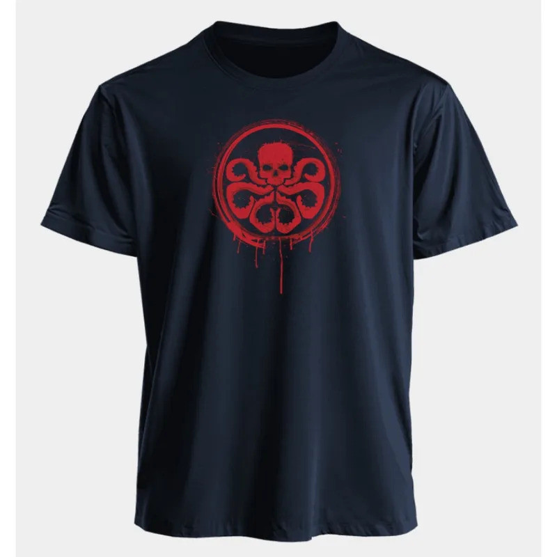 เสื้อยืดผู้ชายและผู้หญิง Marvel ลาย Captain America Hydra สไตล์อเมริกัน สำหรับฤดูใบไม้ผลิและฤดูใบไม้