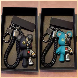 พวงกุญแจ เทรนด์คุณภาพสูงกลไกหมีรถ Keyfob บุคลิกภาพของขวัญคู่รักสามมิติตุ๊กตากระเป๋าแขวนสำหรับของขวัญวันหยุดเล็ก สต็อกไทย
