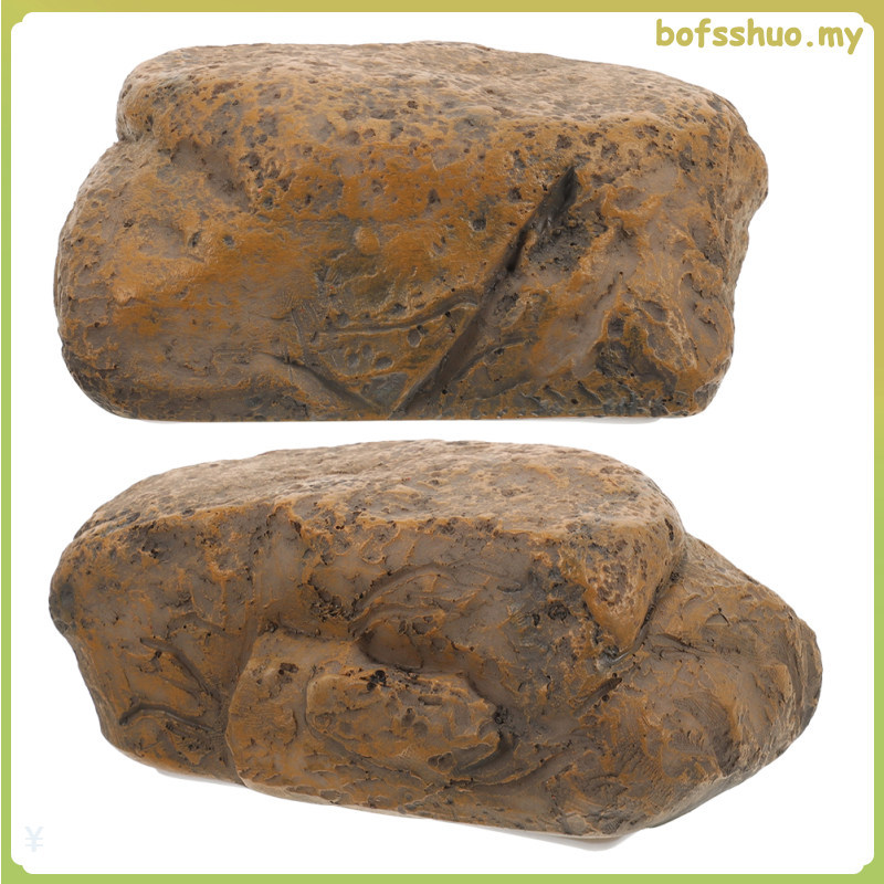 Stone Fake Rock Key Holder Hitch Hidden Storage Cover Garden 2 ชิ้น bosshuo