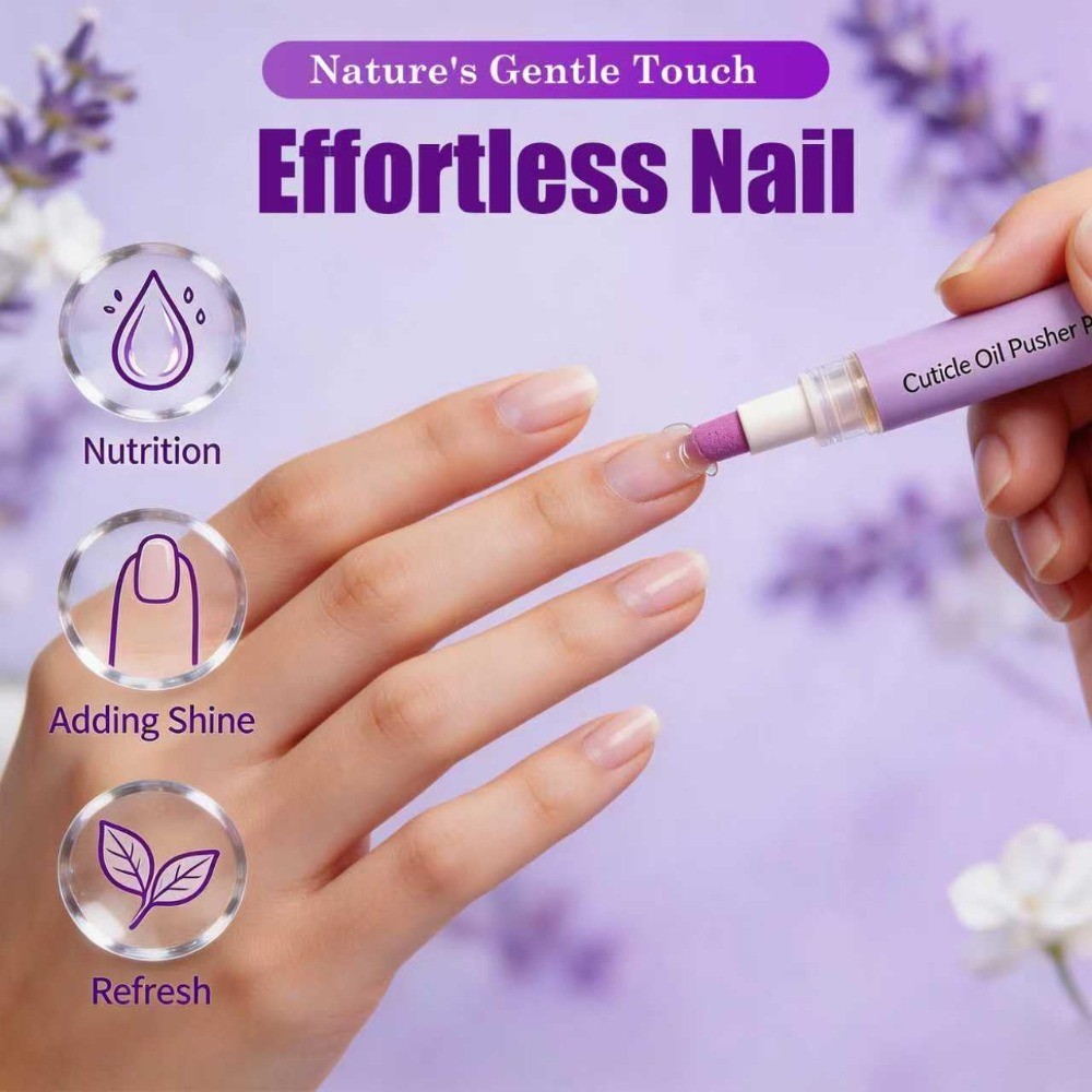 2 in 1 Cuticle Oil Pusher ปากกาเซรามิคเล็บเครื่องมือ รูปที่ 3