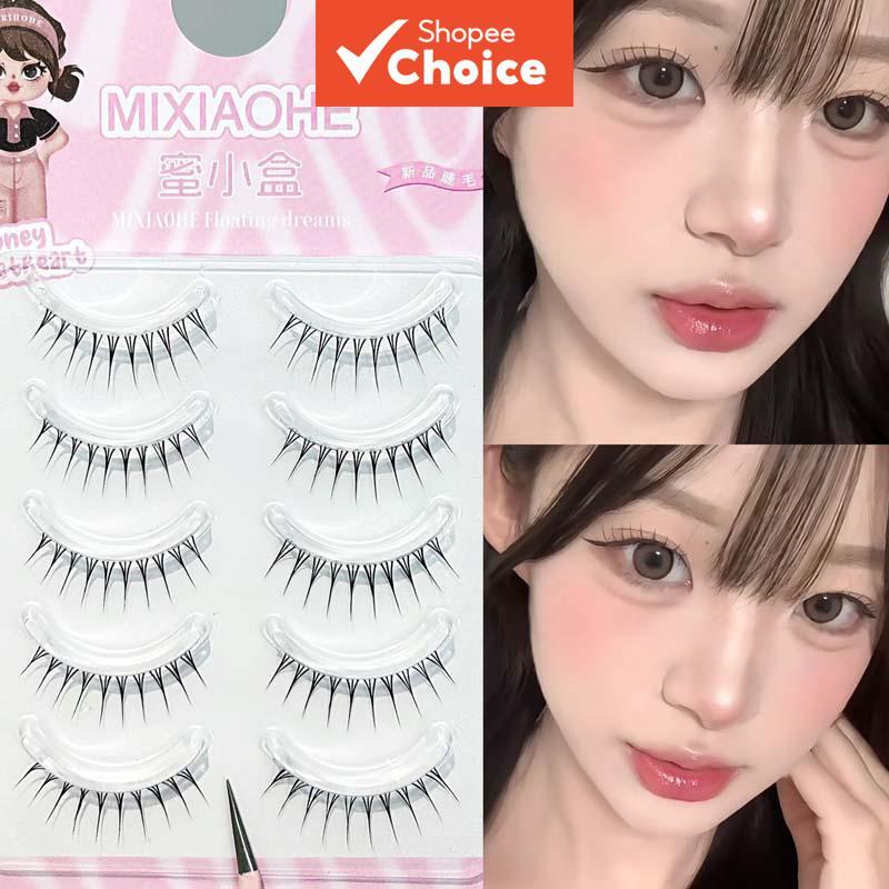 ขนตาปลอมสไตล์เกาหลี MIXIAOHE 5 คู่ แถบใสทรง C บางเป็นธรรมชาติ เหมาะสําหรับการใช้งานประจําวัน