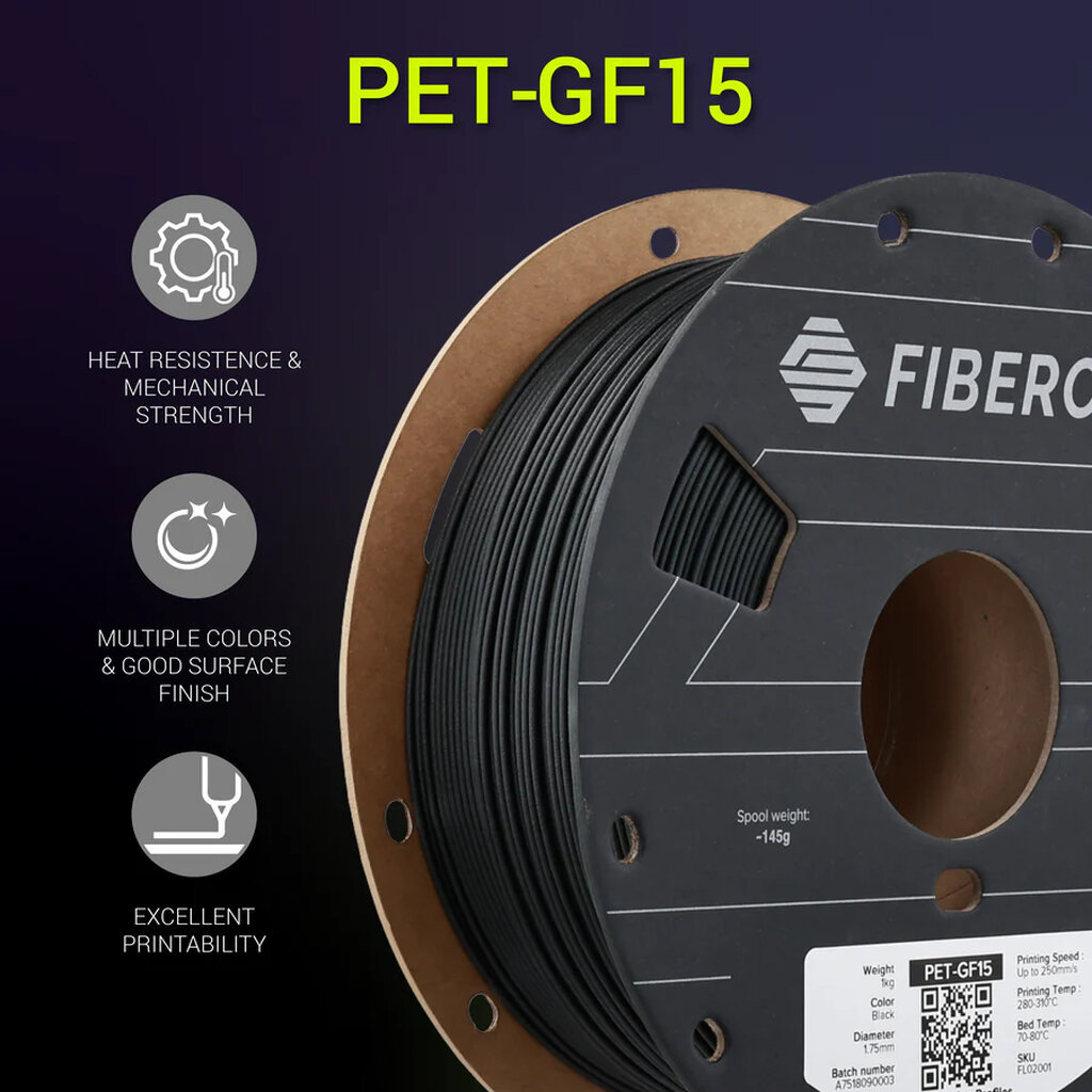 Fiberon PET-GF15 เส้นพิมพ์สามมิติ Polymaker PET ผสม Glass Fiber 3D Filament 1KG 1.75mm