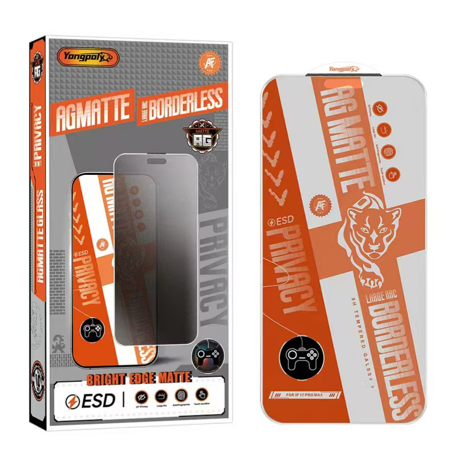 ฟิล์มกระจกเต็มจอไร้ขอบด้าน+กันมองESD กันไฟฟ้าสถิตย์  สำหรับ IPHONE 11 XR 12PRO  16PLUS 17PROAMX1315PROMAX 16PROMAX 17AIR