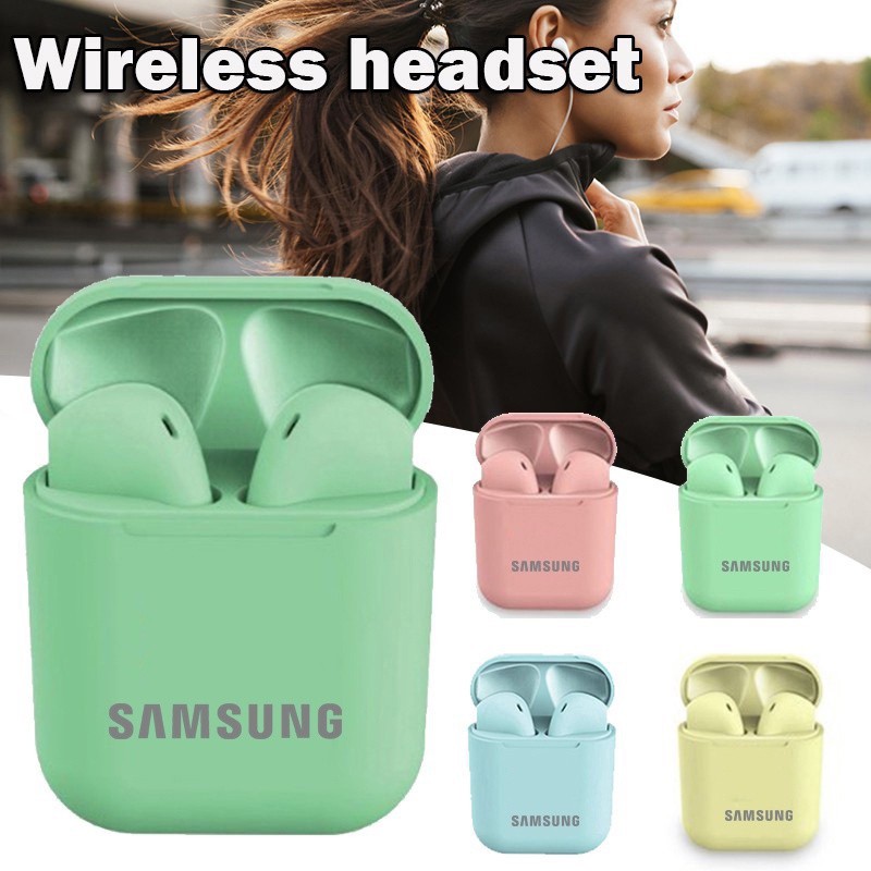 SFREE Shipping TWS หูฟังไร้สายบลูทูธ SAM·SUNG i12 บลูทูธ 5.0 หูฟังชนิดใส่ในหูขนาดเล็กพร้อมไมโครโฟน