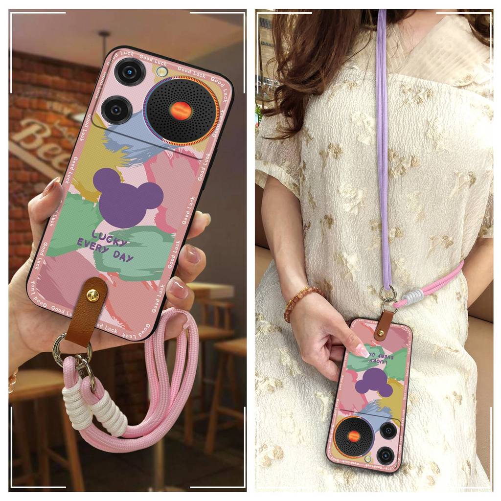 ZTE Graffiti Anti-ฝุ่นเคสโทรศัพท์สําหรับZTE Nubia Music Full Wrapป้องกันTPUซิลิโคนLanyard Anti-knock Diagonal Softกรณีการ์ตูนสกปรกทนCrossbodyน่ารักแฟชั่นการออกแบบ
