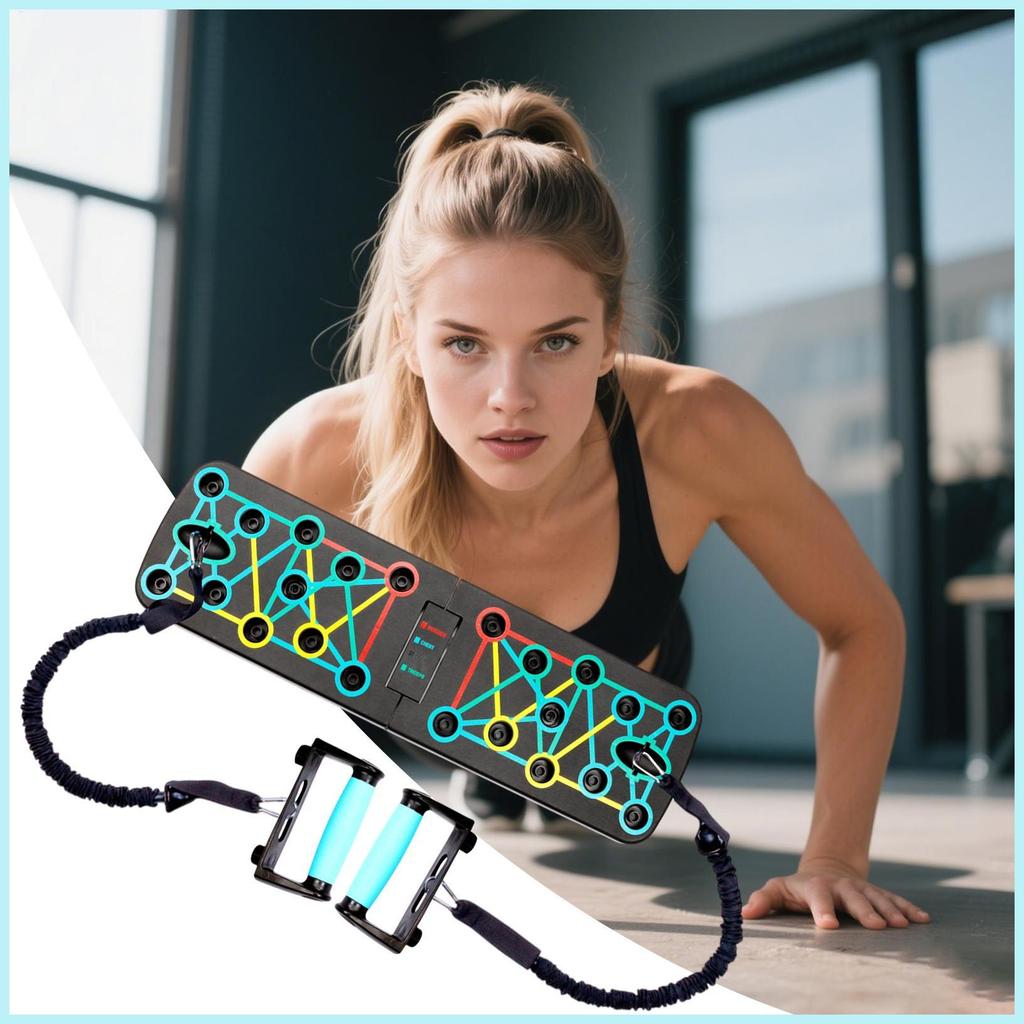 Push up Grip Board สี-Coded Push-up ออกกําลังกายบอร์ดพับอุปกรณ์ออกกําลังกายพร้อมวงดนตรีสําหรับ Trave
