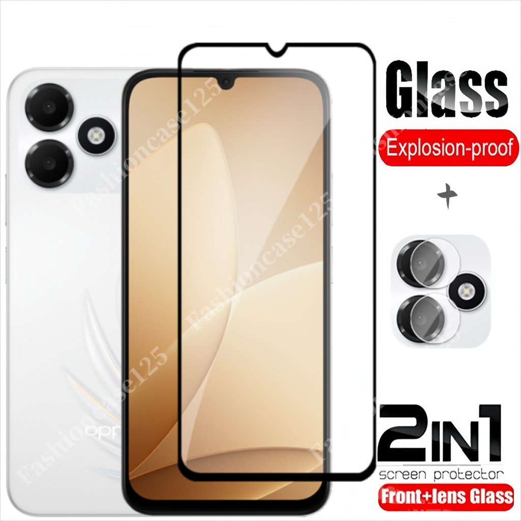 2in1 สําหรับ OPPO A6c 4G ป้องกันหน้าจอฟิล์มโปร่งใสโทรศัพท์ป้องกันหน้าจอสําหรับ OPPO A6c 4G 2026 กระจกนิรภัยเลนส์กล้อง