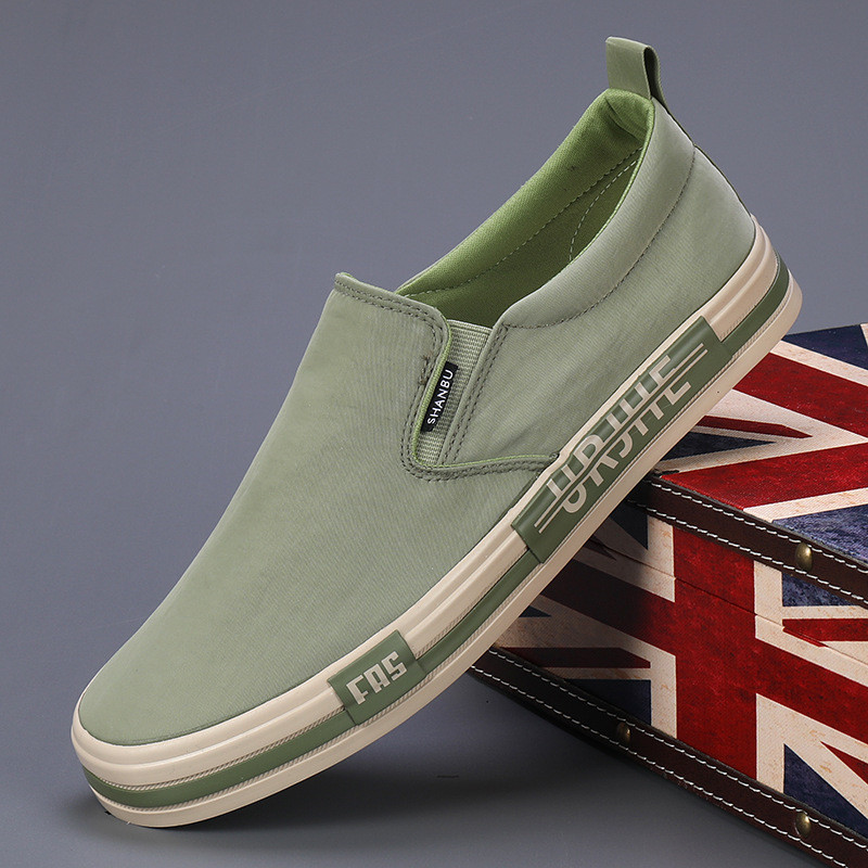 2026 ฤดูใบไม้ผลิ Casual รองเท้าผ้าใบ Over-the-Foot เกาหลี อินเทรนด์ Slip-On All-Match แบน