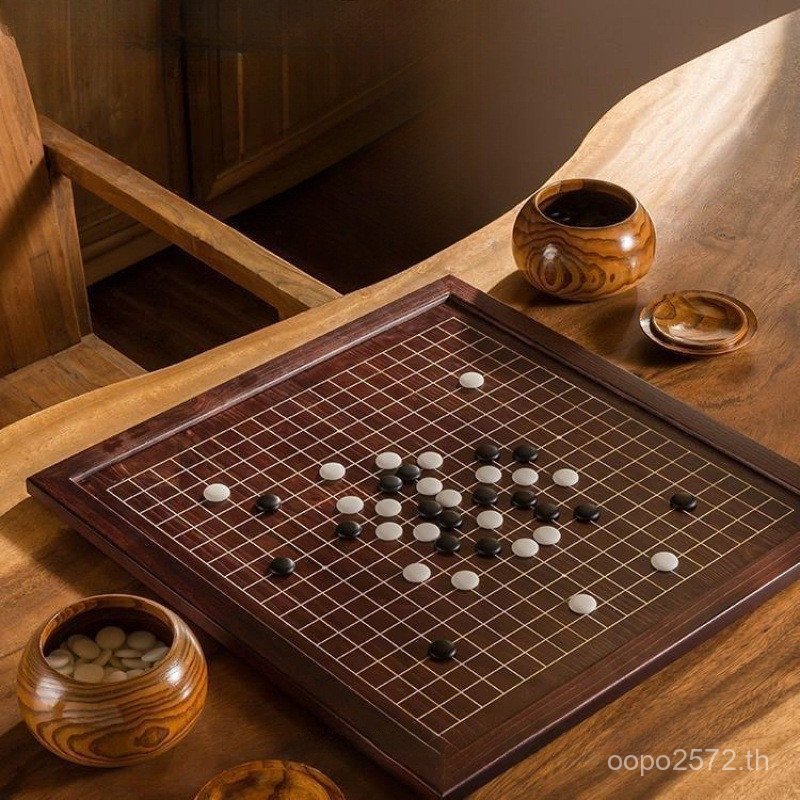 Go ชุดรุ่นผู้ใหญ่ Cloud Gobang กระดานหมากรุกเด็ก Go Chess Three-in-One เริ่มต้นไม้เนื้อแข็ง NB0R