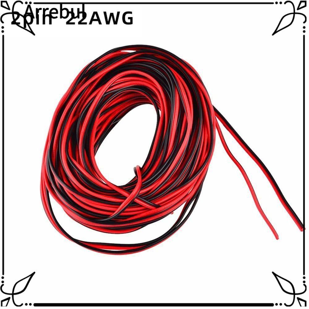 AREBUL 3/20M สายไฟ, ไฟ LED Strip สีเดียว 2PIN สายไฟ, 22AWG PVC ฉนวนดีบุกทองแดงสีแดงสายสีดํา