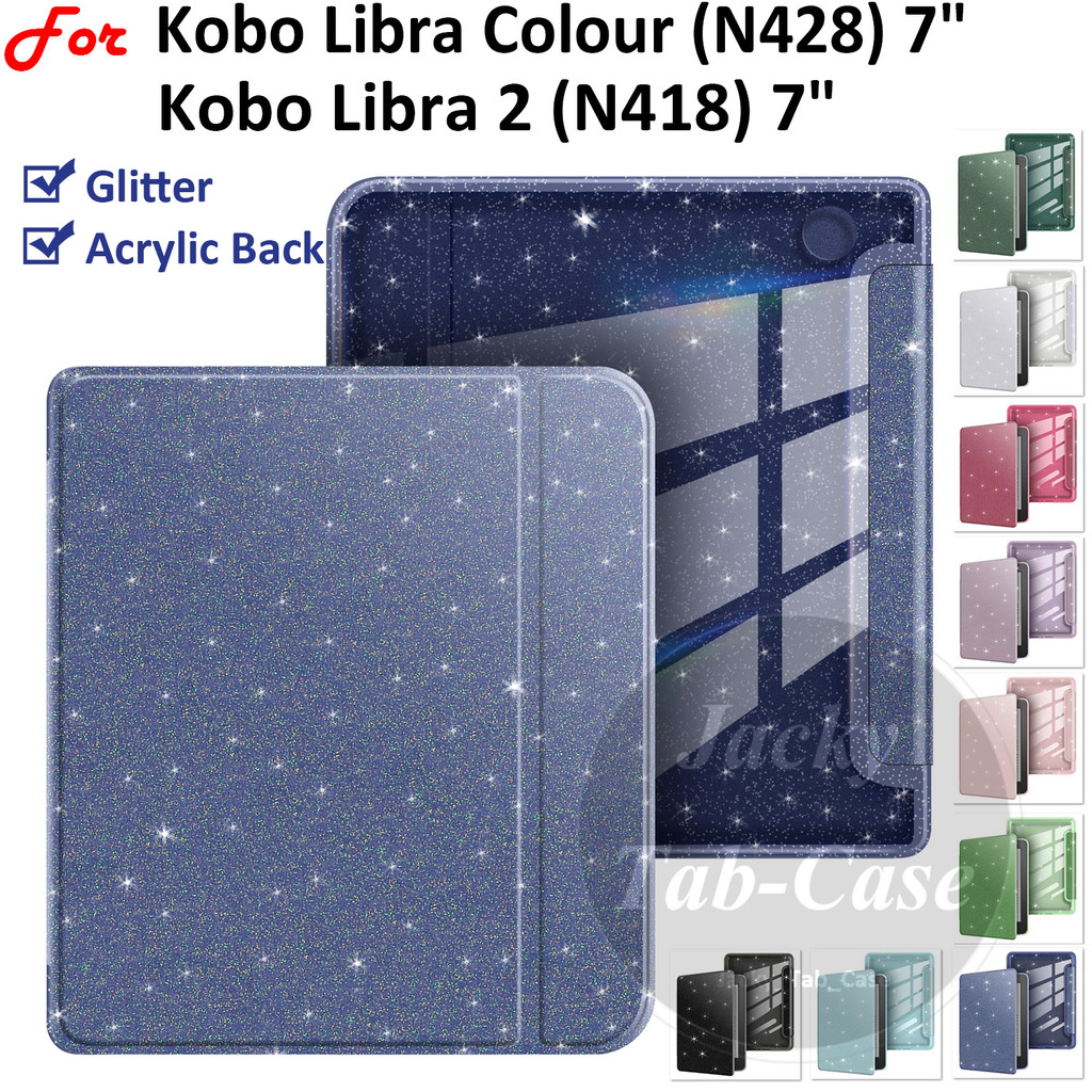 สําหรับ Kobo Libra Colour 7 นิ้ว Libra 2 Libra2 Glitter อะคริลิค N418 N428 ฝาครอบพร้อม Sleep Wake