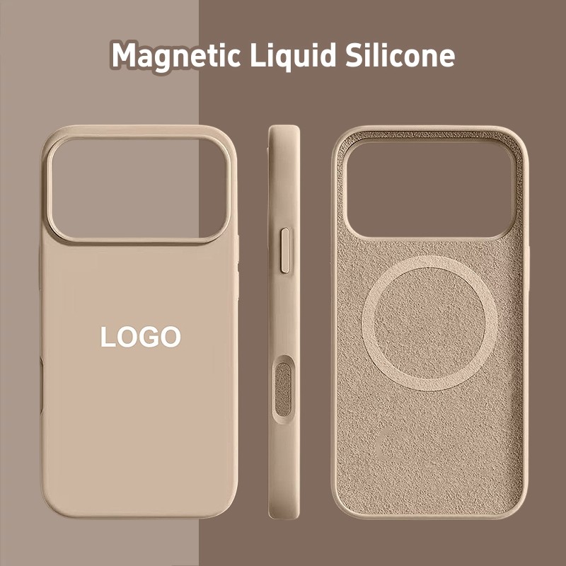 Magnetic Rock สีเทาซิลิโคนเหลวเคสโทรศัพท์สําหรับ iPhone 17 Pro Max 17Air 16 Plus 15 14 13 กันกระแทกป้องกันปลอก