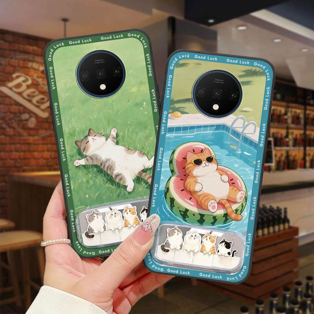 Full wrap Anti-knock เคสโทรศัพท์สําหรับ One Plus 7T/1 + 7T กระจกผ้ากันน้ํา Patch ผู้ถือโทรศัพท์ทนทาน