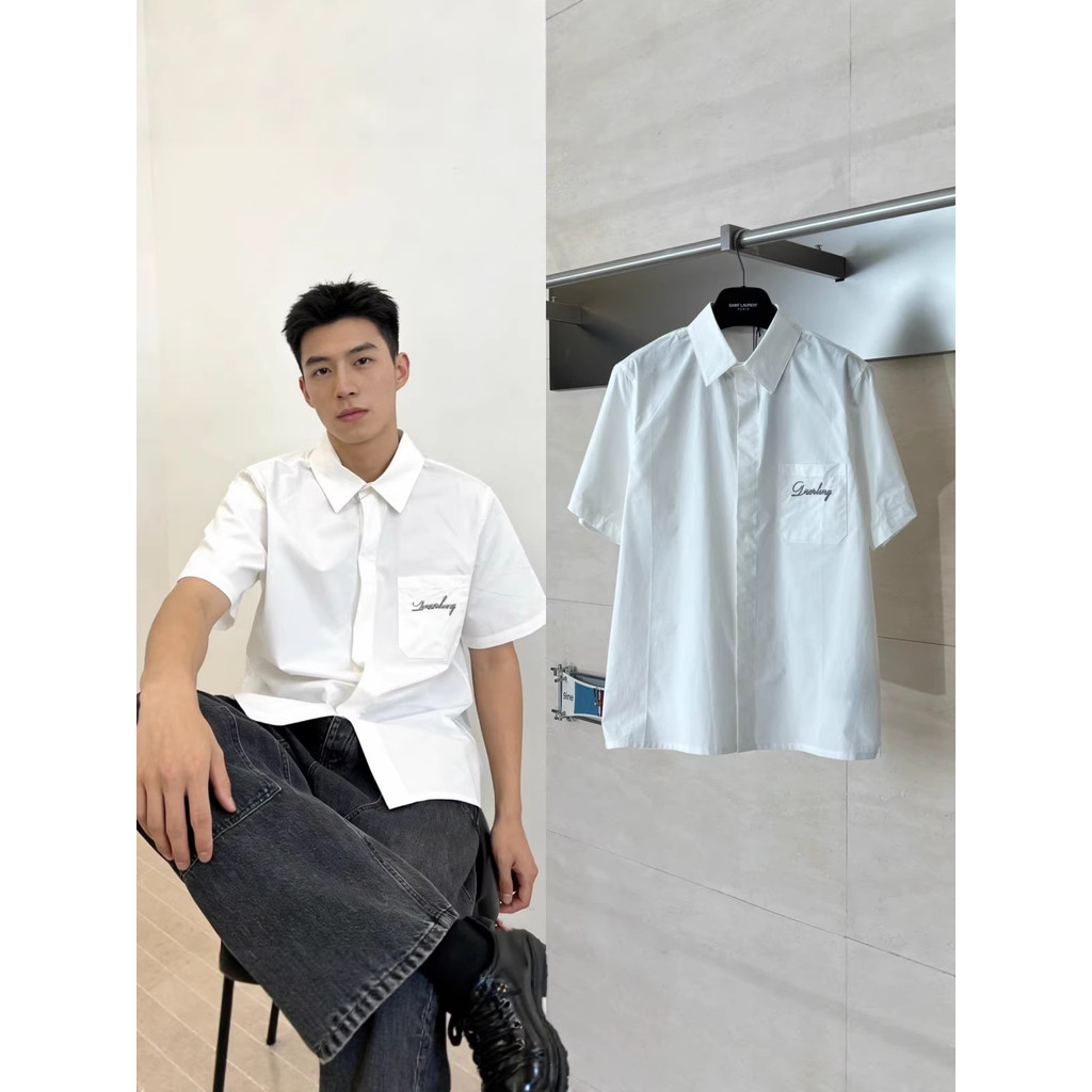 K5L1 DR New solid color basic letter logo embroidered short-sleeve shirt for men and women, trendy