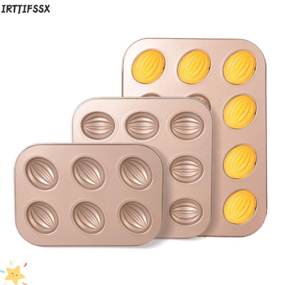 IRTJIFSSX มัฟฟิน Moulds, แม่พิมพ์เค้กเหล็กคาร์บอนเคลือบไม่ติด, คุณภาพสูงรูปมะกอกนํากลับมาใช้ใหม่ 6/12 ช่องถาดอบครัว