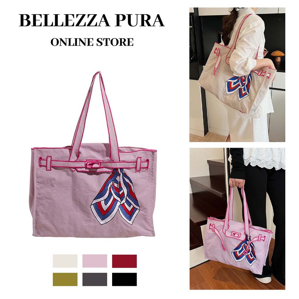 Bellezza Pura สไตล์เรียบง่ายแบบญี่ปุ่น กระเป๋าถือน่ารัก พกผ้าพันคอยาม chilly ปริมาณเก็บเยอะ เหมาะสำหรับใส่เงินและของสำคัญ