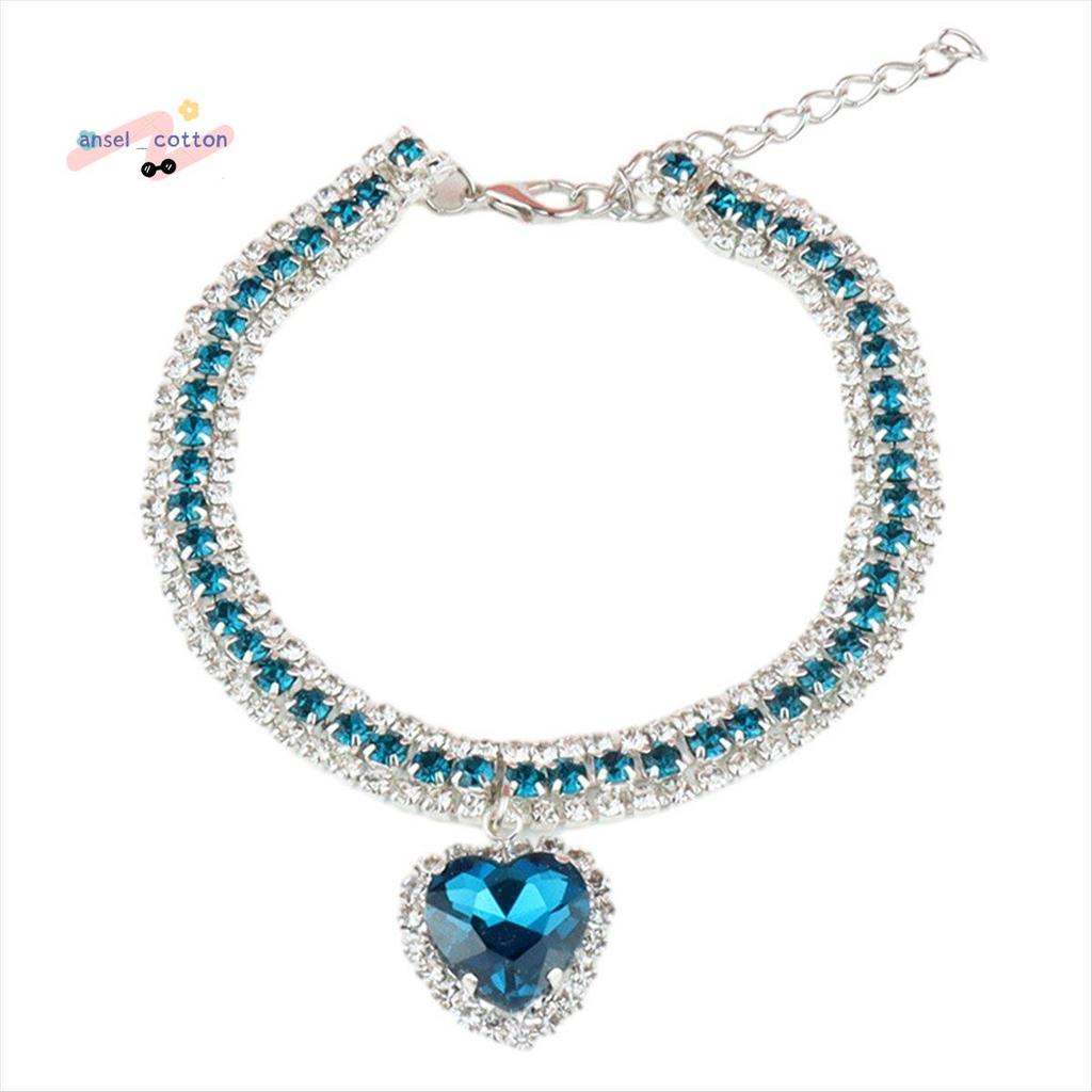สุนัขเงา Rhinestone COLLAR Cat Heart เครื่องประดับสร้อยคอสัตว์เลี้ยง Bling Princess COLLAR Puppy Supplies Replacement,C
