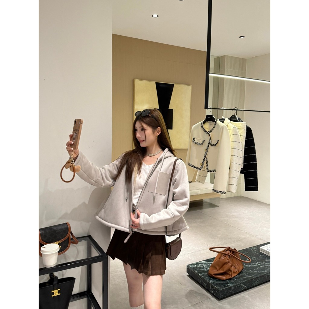 RMYL LOE* Women's Simple and Elegant Drawstring Loose Cape Hooded Coat