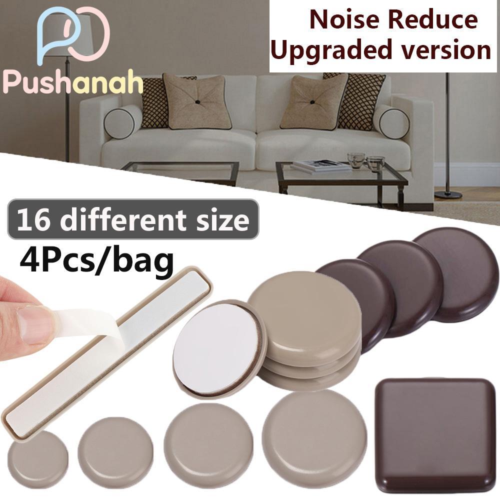 PUSHATH 4pcs เฟอร์นิเจอร์ขา Slider Pads รอบหนา Easy Move เก้าอี้อุปกรณ์โต๊ะโซฟา Self-Adhesive Anti Noisy