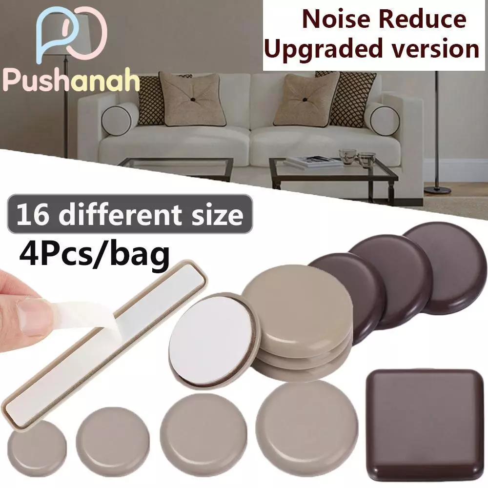 PUSHATH 4pcs เฟอร์นิเจอร์ขา Slider Pads รอบหนา Easy Move เก้าอี้อุปกรณ์โต๊ะโซฟา Self-Adhesive Anti Noisy