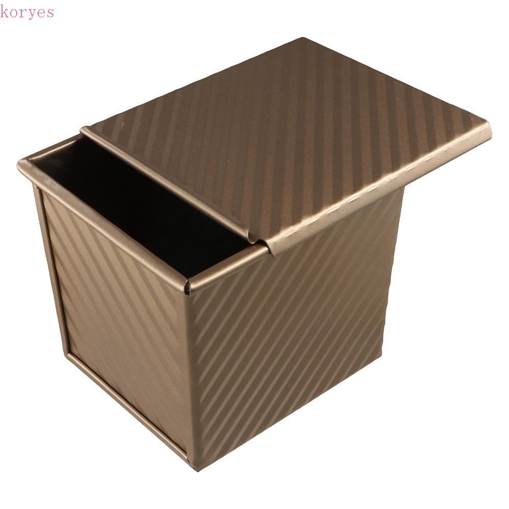 KORYES กระทะก้อนลูกฟูกสี่เหลี่ยม, เหล็กคาร์บอน Non-Stick Cube Toast กล่อง, Bakeware พร้อมฝาครอบ Ligh