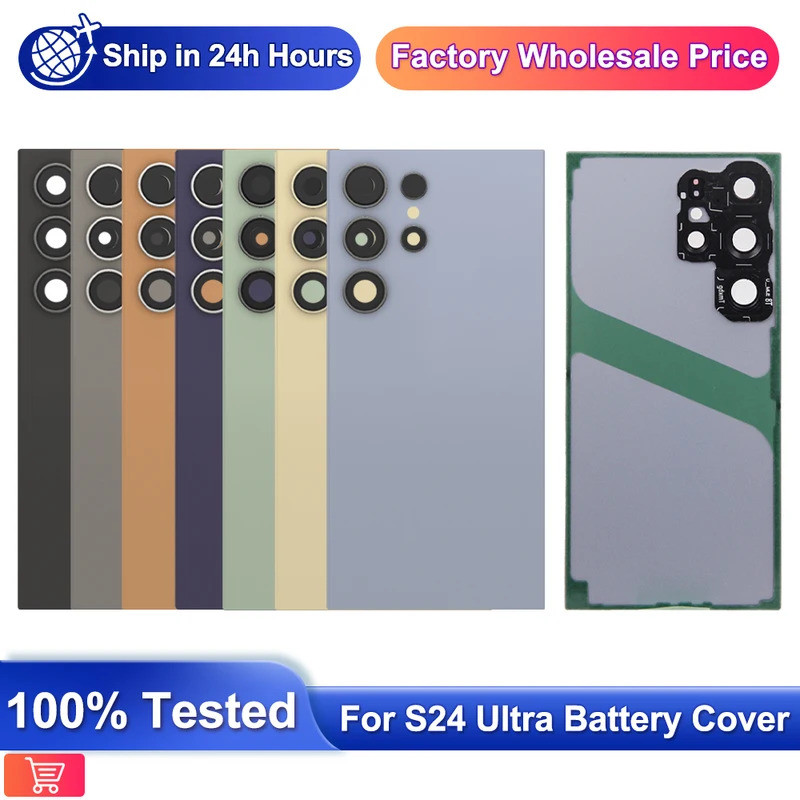SAMSUNG ฝาหลังแบตเตอรี่สําหรับSamsung Galaxy S24 Ultra S928B S928U S928Wด้านหลังฝาปิดแก้วเปลี่ยนเลนส