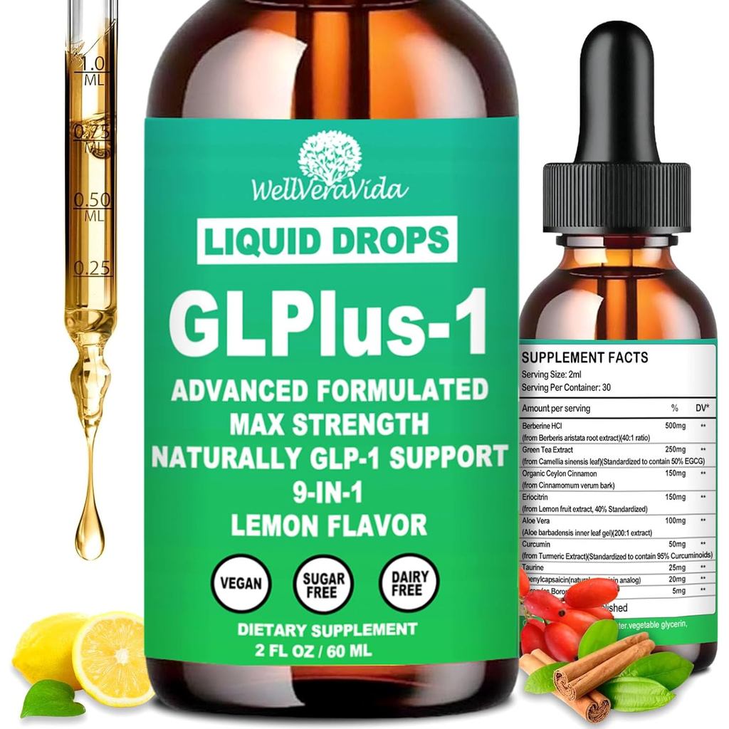 GLP-1 อาหารเสริมสําหรับผู้หญิงและผู้ชาย 9-in-1 Naturally GLP-1 Support w. Berberine HCI Cyelon Cinna