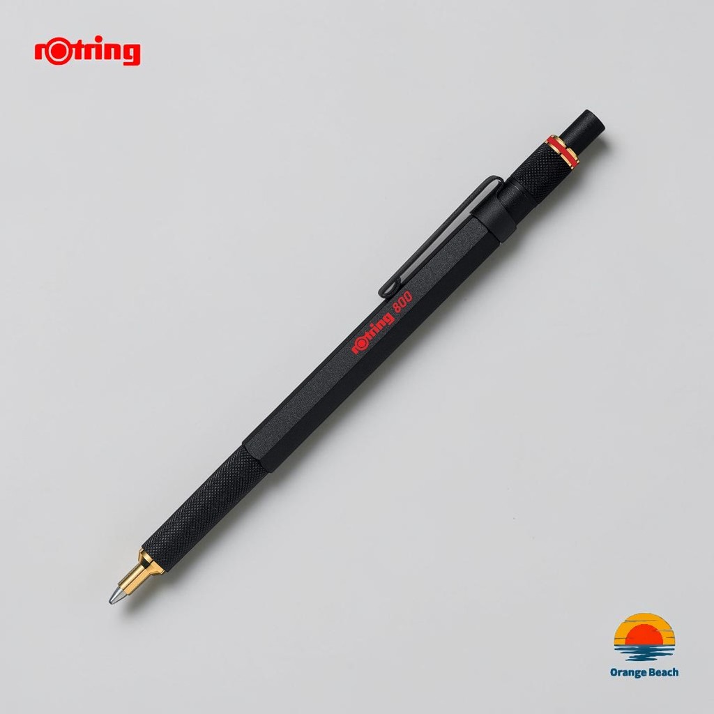 rOtring 800 ปากกาลูกลื่น สีดำ/ปลอกโลหะหดได้/ด้ามทองเหลืองหกเหลี่ยม/ด้ามจับ Knurl/ญี่ปุ่น