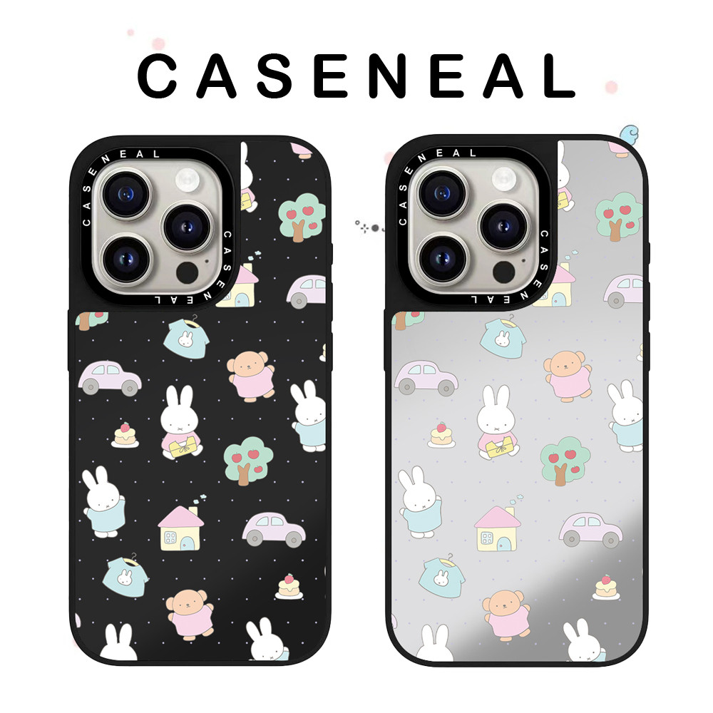 CASENEAL ฤดูใบไม้ผลิ Miffy กระต่ายกระจกโปร่งใสเคสโทรศัพท์เหมาะสําหรับ iPhone 17ProMax 17pro 17 air 16promax 16 15promax 15 14promax 13 13promax แฟชั่น Anti Drop Hard Case