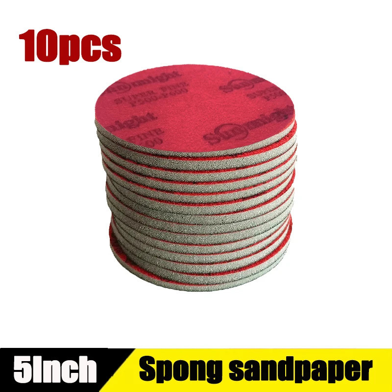 10PCS 5 Inch Foam Dry Wet Sponge Sandpaper Disc Flocking 320-2500 Grit Abrasive Tools For Grinding S