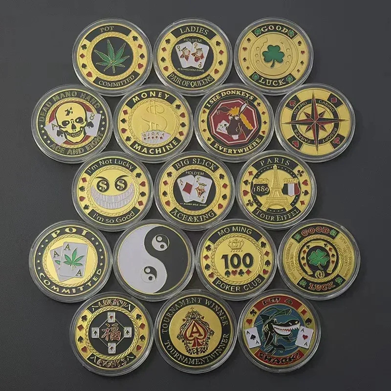 Lucky Poker Coin Card Guard Protector Poker Cards Good Luck Challenge Coin Casino Chips Dealer Token