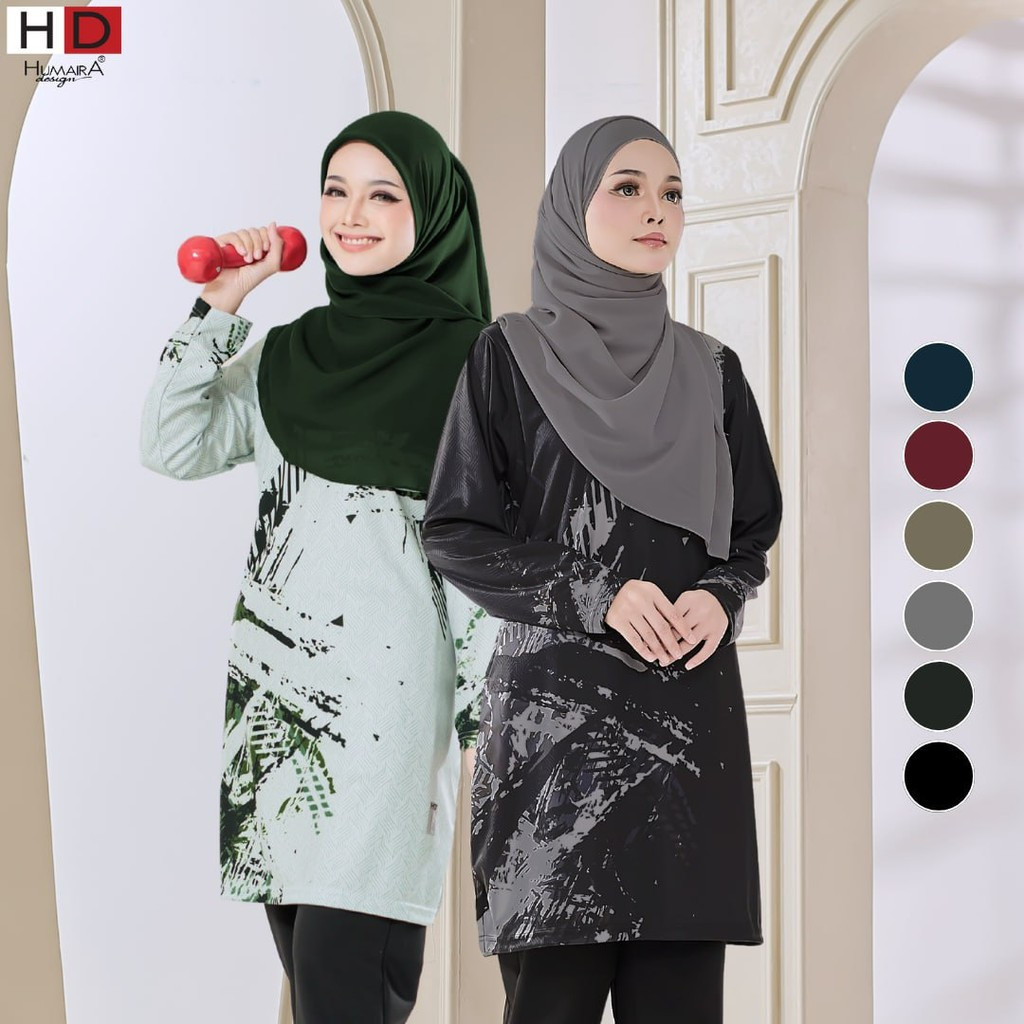 T shirt Jersey Humida Design Irine มุสลิมผู้หญิงกีฬาชุดยาว (Size:S-5XL)