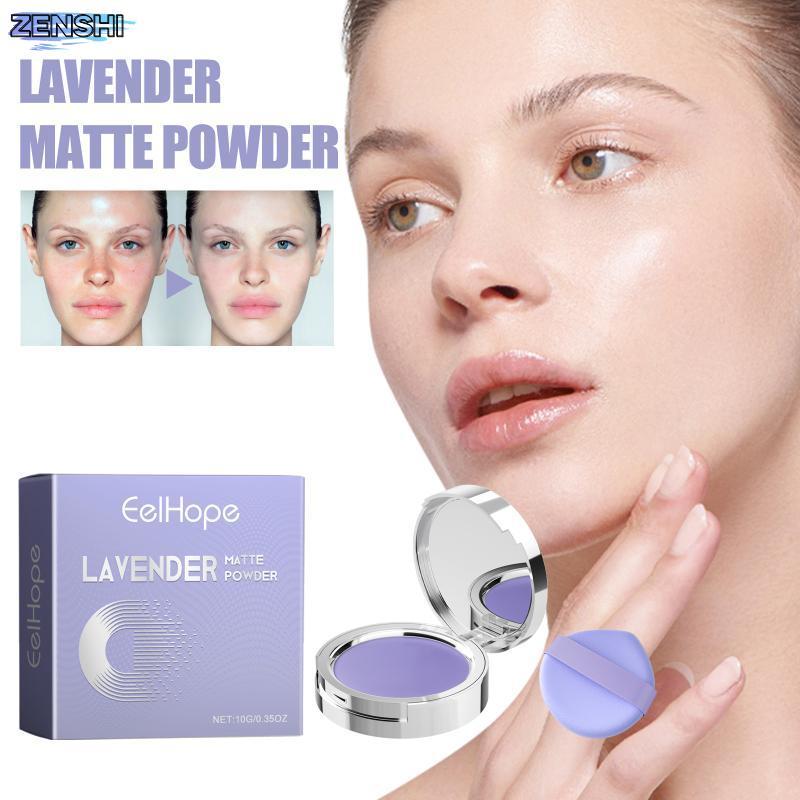 [Zen-t] Matte Foundation Powder Lavender Oil Control Setting Powder with Puff Waterproof Smooth Fini