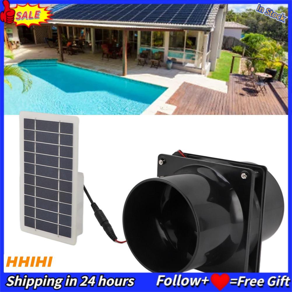 Hhihi Hhihi Pssopp พัดลมดูดอากาศพลังงานแสงอาทิตย์ติดตั้งง่ายและรวดเร็วพร้อมแผง 10W 12V ติดผนังระบายอากาศสำหรับเรือนกระจก Shed เล้าไก่