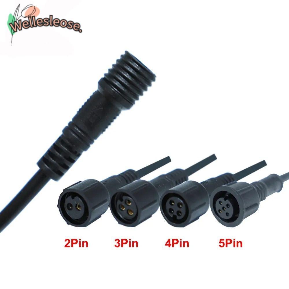 WELLE 2Pin 3Pin 4Pin แจ็ค, IP67 สายสีดําชายหญิง LED Connector, 20 ซม.2Pin 3Pin 4Pin สายไฟกันน้ํา LED