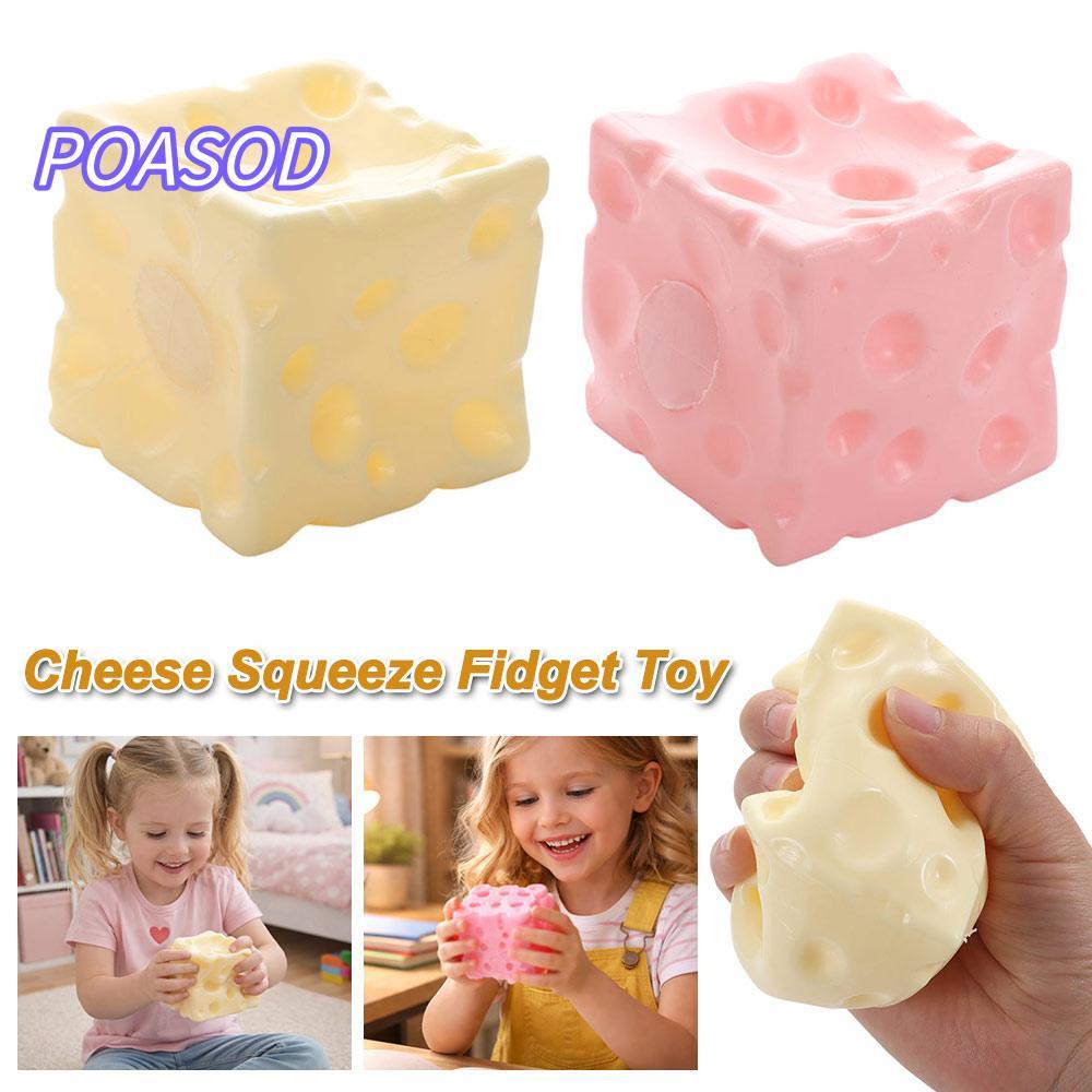 MAYSHOW Jumbo Cheese Cube Stress Ball, Non-Bounce Anti-Stress Cheese Squeeze Fidget Toy, Squishy Tex