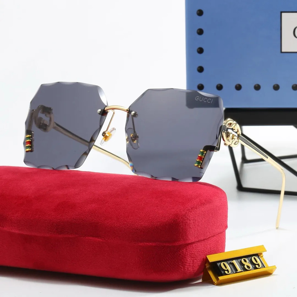 GUCCI8024 แว่นกันแดดสีดําความรู้สึกระดับไฮเอนด์ผู้หญิงแว่นกันแดดป้องกันรังสีอัลตราไวโอเลตหน้ากลม
