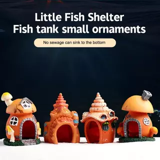 ฤดูใบไม้ผลิevennice. เห็ด Conch House Shelter Aquarium ภูมิทัศน์ตกแต่งถังปลาตกแต่งเครื่องประดับปลากุ้ง Hiding Shelter ใหม่