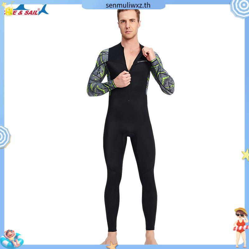 [Predolo2] Spandex Men Wetsuit Thermal Full Body ชุดดําน้ําแขนยาวซิปหน้าว่ายน้ํา