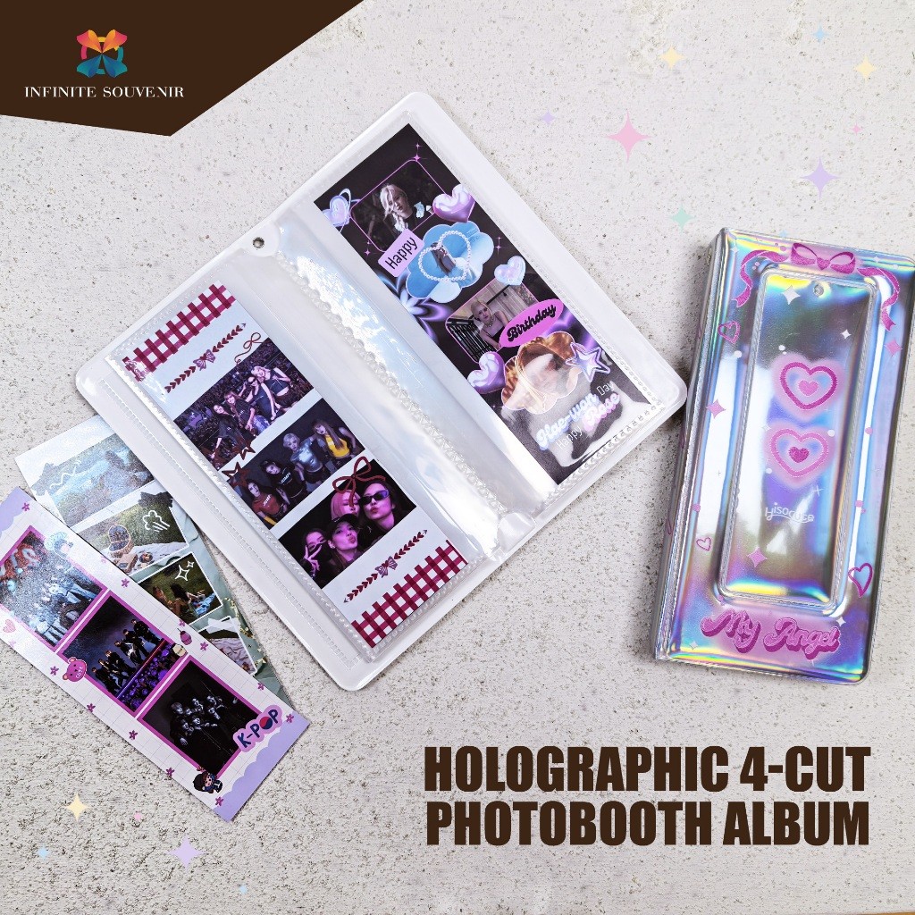 อัลบั้มรูป Binder Photobooth 4 ตัดแถบโฮโลแกรมความงาม Kpop Ticket Collection Holder/รวบรวมหนังสือ