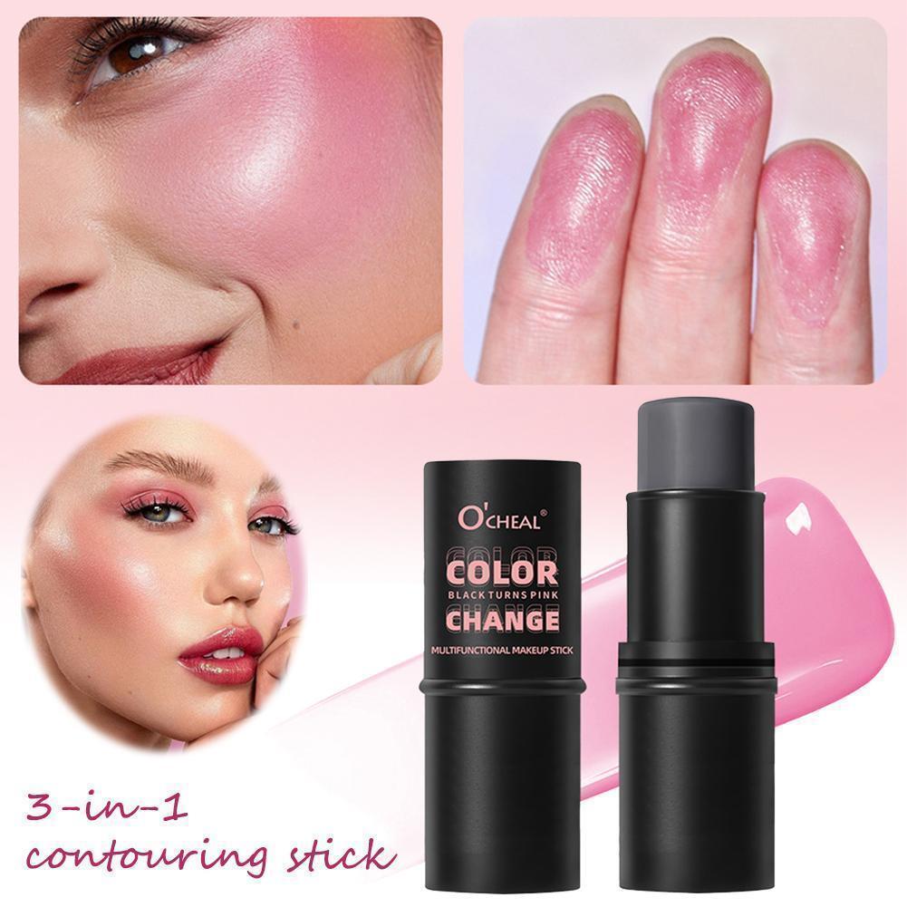 TE สาเหตุ☆Ocheal มัลติฟังก์ชั่นเปลี่ยนสี Blusher Stick Blush Face แต่งหน้าครีมติดทนนาน I5r0