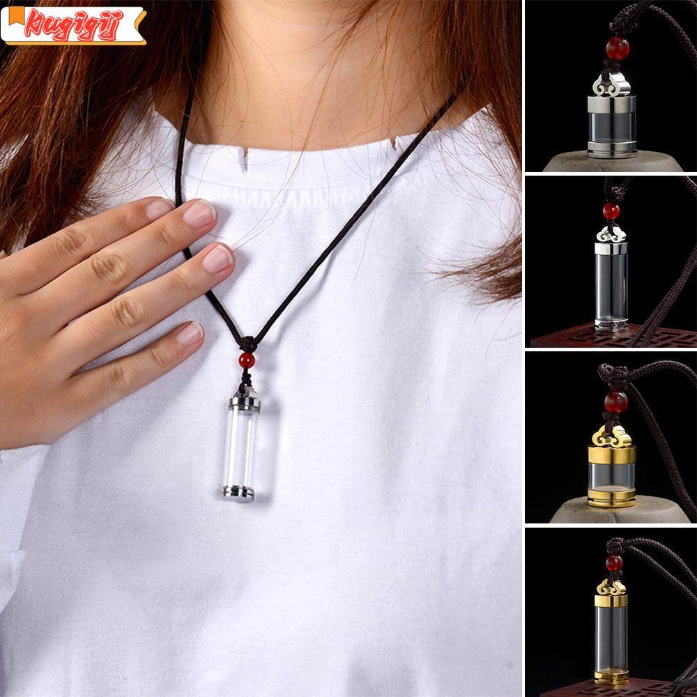 KUGIGIBH Wishing Bottle จี้, Essential Oil Diffuser น้ําหอมอโรมาสร้อยคอ Vial, Creative Memorial Jewellery เปิดขวดน้ําหอมโปร่งใสสร้อยคอ