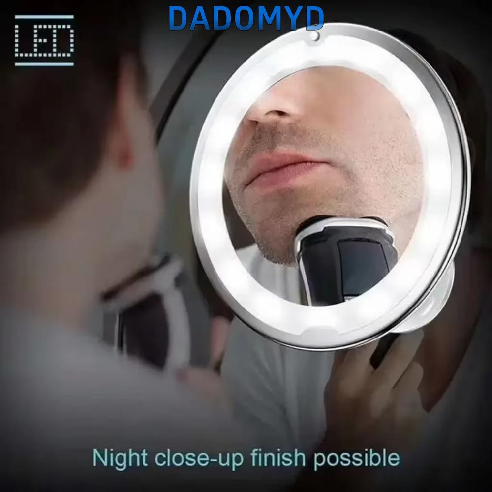 DADOMYD กระจกโต๊ะเครื่องแป้ง, กระจกแต่งหน้าถ้วยดูดแว่นขยาย 10 เท่า,การควบคุมแบบสัมผัสหมุนได้ 360 องศาไฟ LED ส่องสว่างกระจกแต่งหน้าขยาย