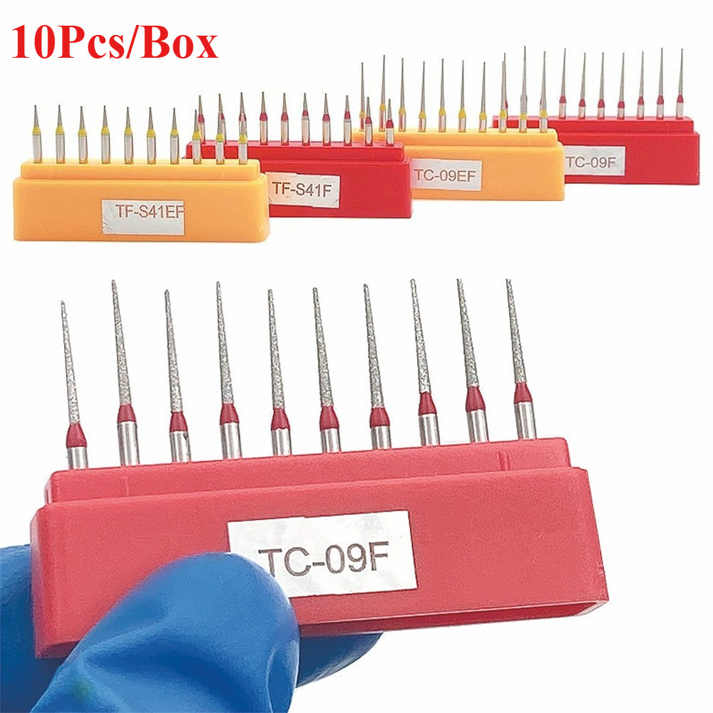 10 ชิ้น/กล่องเพชร Burs เจาะ Interproximal เคลือบสําหรับ Handpiece ความเร็วสูง TF-S41EF TC-09EF TF-S4
