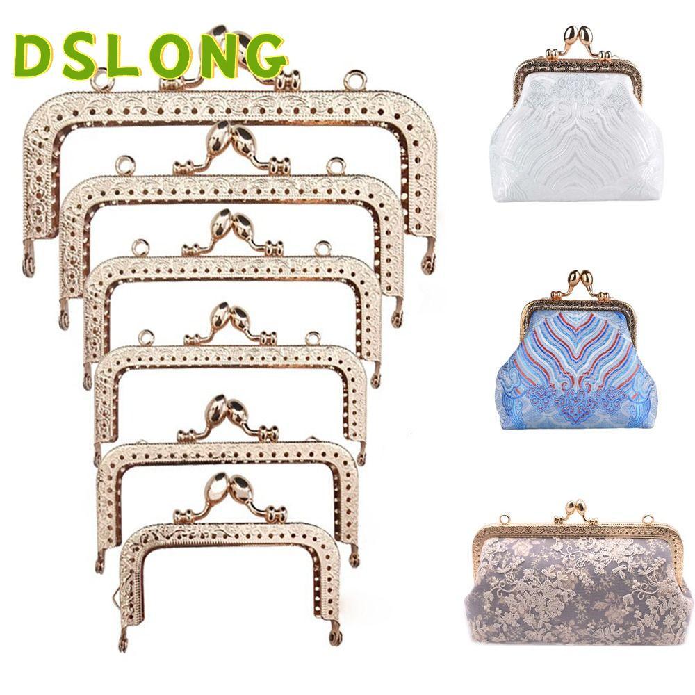 DSLONG Purse Frame Kiss Clasp, Vintage Metal Purse Clasp Frame, Mini Bag Hardware Bag Frame Buckle B