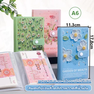 100 ใบสมุดเก็บเงิน A6 แบบสีน้ำมัน ตัวปิดเป็นพลาสติก สำหรับเก็บธนบัตร สมุดสะสมเหรียญที่ระลึก Savings Notebook พร้อมส่ง