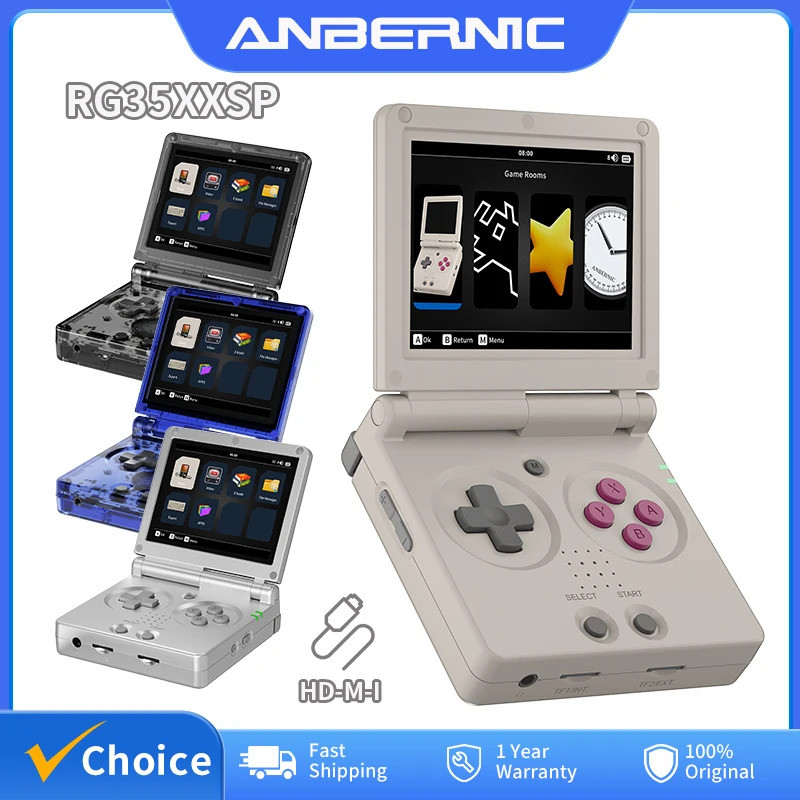 ANBERNIC RG35XXSP แบบพกพา Retro คอนโซลเกมมือถือ 3.5 นิ้วหน้าจอ IPS Linux ระบบ 3300mAh รองรับ 5G WiFi