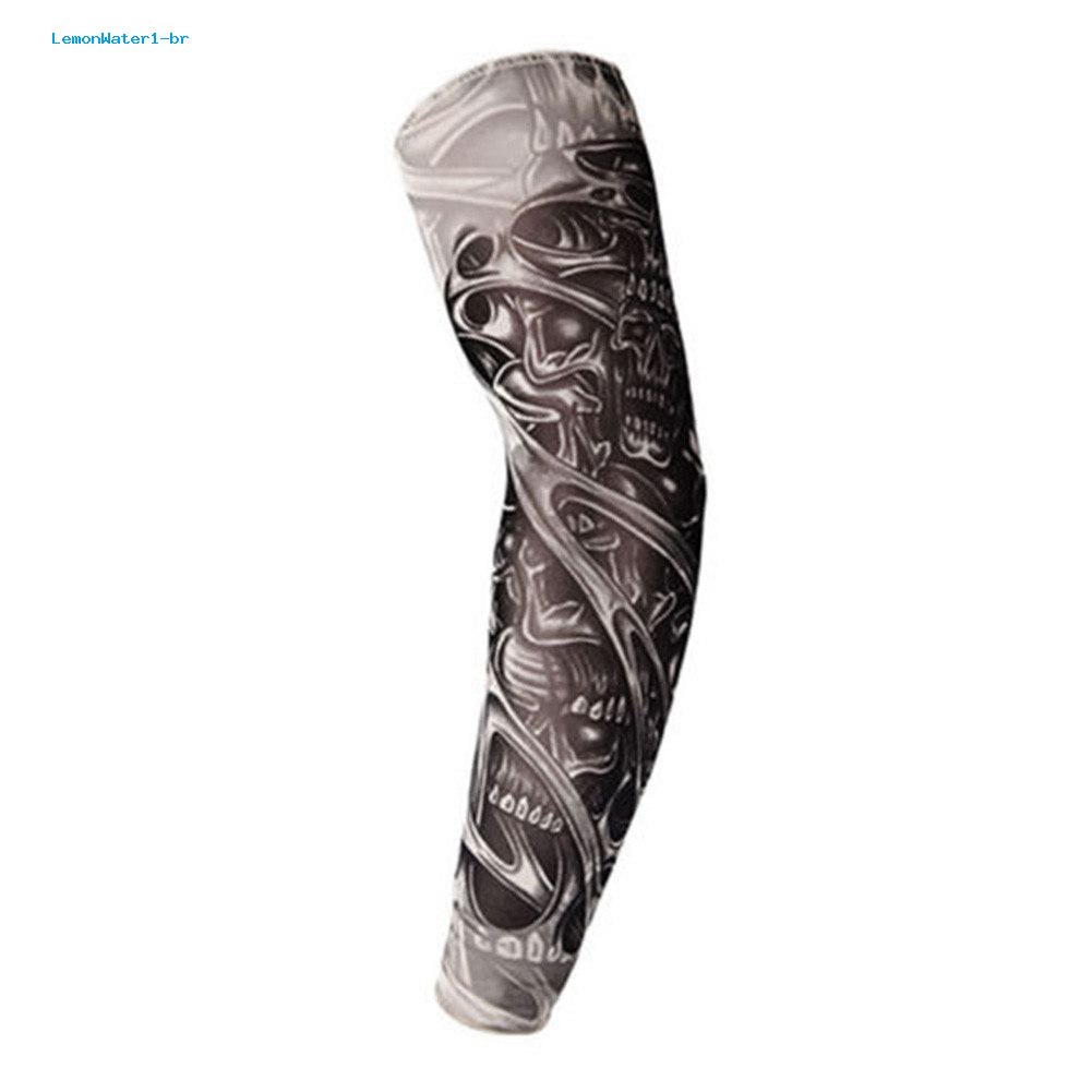 Unisex Stretched UV Protection Cycling Outdoor Fake Slip On Tattoo Arm Sleeve
